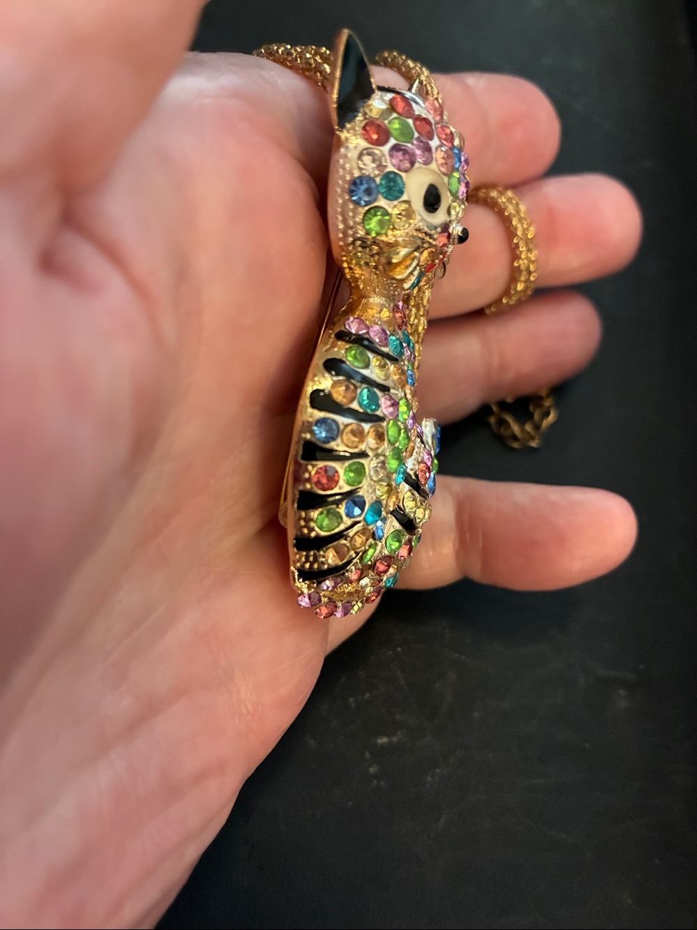 Gold Cat Pendant Necklace and Brooch together with Multicolor Crystals -
NWOT - Picture 5 of 9